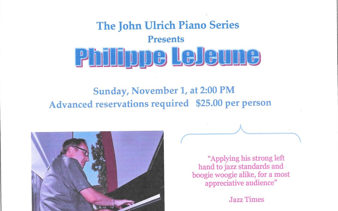 November 1, 2015 | The John Ulrich Jazz Piano Series (Solo) | SAN FRANCISCO-CA (USA)